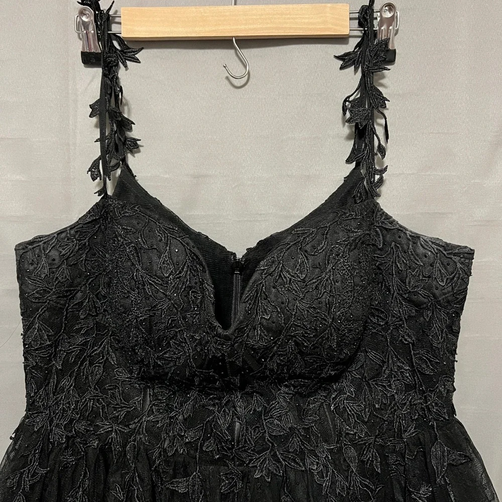 Black Lace Tulle Sheer Party Dress Homecoming Formal Mini‎ Whimsigoth Fairycore